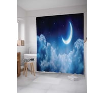 Штора (занавеска) для ванной JoyArty "Молодая луна" из сатена, 180х200 см с крючками, sc_12911
