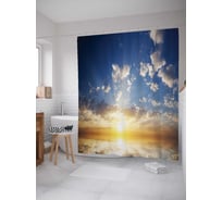 Штора (занавеска) для ванной JoyArty "Солнечный закат" из сатена, 180х200 см с крючками, sc_12883