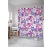 Штора (занавеска) для ванной JoyArty "Узоры с кругами и спиралями" из сатена, 180х200 см с крючками, sc_16806