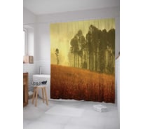 Штора (занавеска) для ванной JoyArty "Лесной склон" из сатена, 180х200 см с крючками, sc_12895