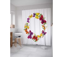 Штора (занавеска) для ванной JoyArty "Композиция с бабочками" из сатена, 180х200 см с крючками, sc_15904