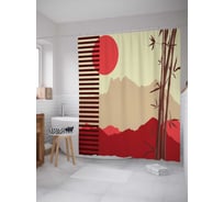 Штора (занавеска) для ванной JoyArty "Пламенные горы" из сатена, 180х200 см с крючками, sc_15763