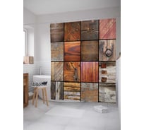 Штора (занавеска) для ванной JoyArty "Разнообразие деревяных декораций" из сатена, 180х200 см с крючками, sc_15876