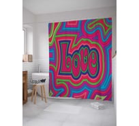 Штора (занавеска) для ванной JoyArty "Волнистая любовь" из сатена, 180х200 см с крючками, sc_10949