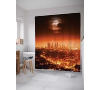 Штора (занавеска) для ванной JoyArty "Пламенный город" из сатена, 180х200 см с крючками, sc_11238