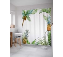 Штора (занавеска) для ванной JoyArty "Тропические фрукты" из сатена, 180х200 см с крючками, sc_16780