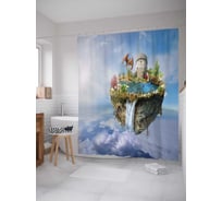 Штора (занавеска) для ванной JoyArty "Небесный остров" из сатена, 180х200 см с крючками, sc_12921