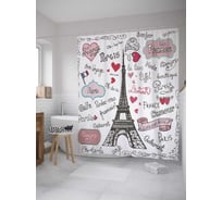 Штора (занавеска) для ванной JoyArty "Гламурный Париж" из сатена, 180х200 см с крючками, sc_11324