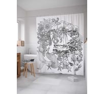 Штора (занавеска) для ванной JoyArty "Загадочная русалка" из сатена, 180х200 см с крючками, sc_12833