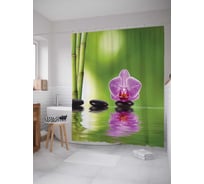 Штора (занавеска) для ванной JoyArty "Плывущие камни" из сатена, 180х200 см с крючками, sc_12501