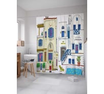 Штора (занавеска) для ванной JoyArty "На улице с позитивом" из сатена, 180х200 см с крючками, sc_1547