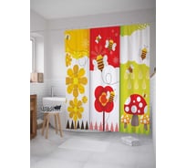 Штора (занавеска) для ванной JoyArty "Пчелиный труд" из сатена, 180х200 см sc_244995