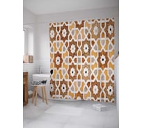 Штора (занавеска) для ванной JoyArty "Цветочный орнамент" из сатена, 180х200 см с крючками, sc_15872