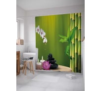 Штора (занавеска) для ванной JoyArty "Спокойствие свечи" из сатена, 180х200 см с крючками, sc_12503