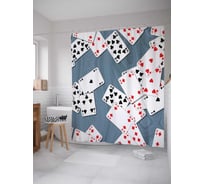 Штора (занавеска) для ванной JoyArty "Карточная партия" из сатена, 180х200 см с крючками, sc_11299