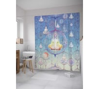 Штора (занавеска) для ванной JoyArty "Сферическая медитация" из сатена, 180х200 см с крючками, sc_11282