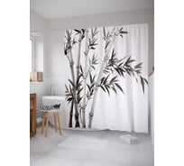 Штора (занавеска) для ванной JoyArty "Небесный бамбук" из сатена, 180х200 см с крючками, sc_15782