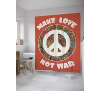 Штора (занавеска) для ванной JoyArty "Антивоенный лозунг" из сатена, 180х200 см с крючками, sc_10967