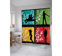 Штора (занавеска) для ванной JoyArty "Веселые забавы" из сатена, 180х200 см с крючками, sc_1685