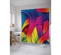 Штора (занавеска) для ванной JoyArty "Плетение из волн" из сатена, 180х200 см с крючками, sc_12473