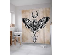 Штора (занавеска) для ванной JoyArty "Лунная бабочка с черепом" из сатена, 180х200 см с крючками, sc_15830