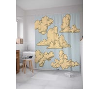 Штора (занавеска) для ванной JoyArty "Кудрявые облака" из сатена, 180х200 см с крючками, sc_16597