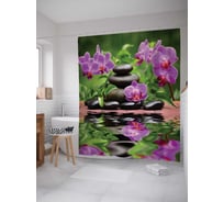 Штора (занавеска) для ванной JoyArty "Волнистое отражение" из сатена, 180х200 см с крючками, sc_12496