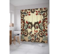 Штора (занавеска) для ванной JoyArty "Завиточная преграда" из сатена, 180х200 см с крючками, sc_29450