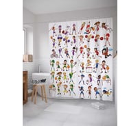 Штора (занавеска) для ванной JoyArty "Спортивные трюки" из сатена, 180х200 см с крючками, sc_11516