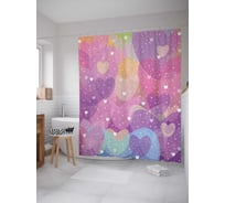 Штора (занавеска) для ванной JoyArty "Галактика любви" из сатена, 180х200 см с крючками, sc_29434