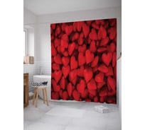 Штора (занавеска) для ванной JoyArty "Пламенные сердца" из сатена, 180х200 см с крючками, sc_1296
