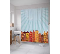 Штора (занавеска) для ванной JoyArty "В солнечном городе" из сатена, 180х200 см с крючками, sc_1646