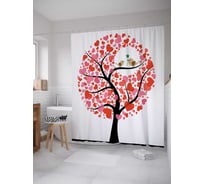 Штора (занавеска) для ванной JoyArty "Дерево признаний" из сатена, 180х200 см с крючками, sc_14813