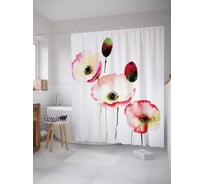 Штора (занавеска) для ванной JoyArty "Цветочная нежность" из сатена, 180х200 см с крючками, sc_16564