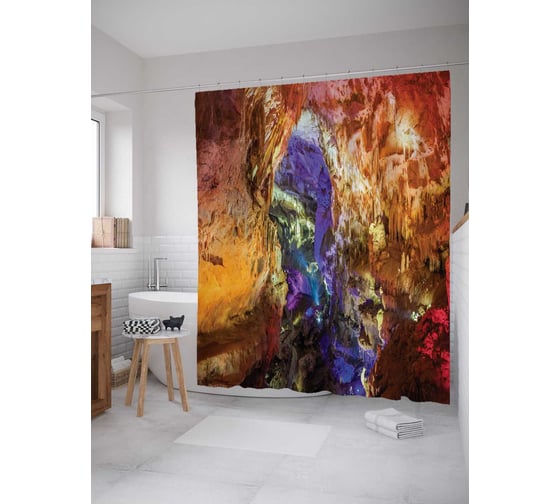 Штора (занавеска) для ванной JoyArty "Узкая пещера" из сатена, 180х200 см с крючками, sc_14751 1