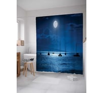 Штора (занавеска) для ванной JoyArty "Рыбалка при луне" из сатена, 180х200 см с крючками, sc_15015