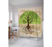 Штора (занавеска) для ванной JoyArty "Планета дерева" из сатена, 180х200 см с крючками, sc_12122