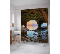 Штора (занавеска) для ванной JoyArty "Пещерная архитектура" из сатена, 180х200 см с крючками, sc_14748