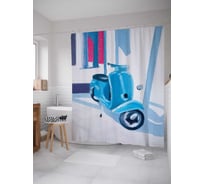 Штора (занавеска) для ванной JoyArty "Ждущий скутер" из сатена, 180х200 см с крючками, sc_15101