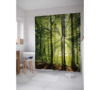Штора (занавеска) для ванной JoyArty "Ослепляющий лес" из сатена, 180х200 см с крючками, sc_14626