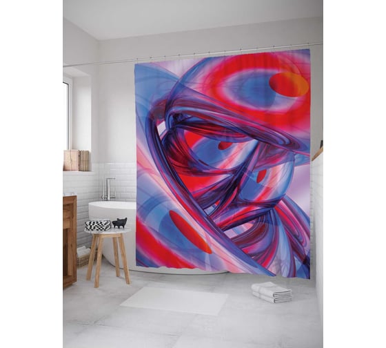 Штора (занавеска) для ванной JoyArty "Энергетический вихрь" из сатена, 180х200 см с крючками, sc_12471 1