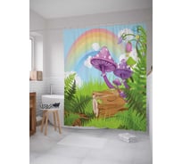 Штора (занавеска) для ванной JoyArty "Радужные грибы" из сатена, 180х200 см с крючками, sc_15981