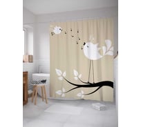Штора (занавеска) для ванной JoyArty "Птичье пение" из сатена, 180х200 см с крючками, sc_14274