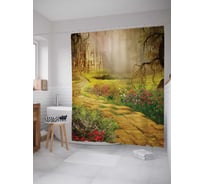 Штора (занавеска) для ванной JoyArty "Замок в тумане" из сатена, 180х200 см sc_244917