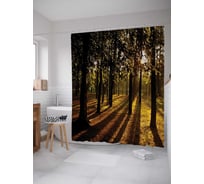 Штора (занавеска) для ванной JoyArty "Лес встречающий рассвет" из сатена, 180х200 см с крючками, sc_14612