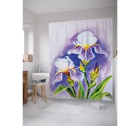 Штора (занавеска) для ванной JoyArty "Зеленеющий цветок" из сатена, 180х200 см с крючками, sc_14541