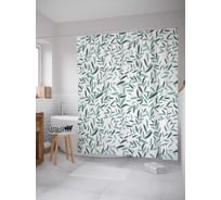 Штора (занавеска) для ванной JoyArty "Строгие листы" из сатена, 180х200 см с крючками, sc_13281