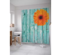 Штора (занавеска) для ванной JoyArty "Цветок на заборе" из сатена, 180х200 см с крючками, sc_20970