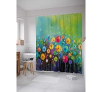 Штора (занавеска) для ванной JoyArty "Поле одуванчиков" из сатена, 180х200 см с крючками, sc_21133