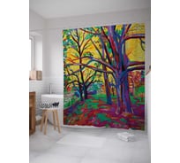 Штора (занавеска) для ванной JoyArty "Зачарованные леса" из сатена, 180х200 см с крючками, sc_15124